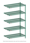 5AN357K3 Super Erecta 5-Shelf Industrial Wire Shelving Add-On Unit, Metroseal Green Epoxy, 18" x 48" x 74"