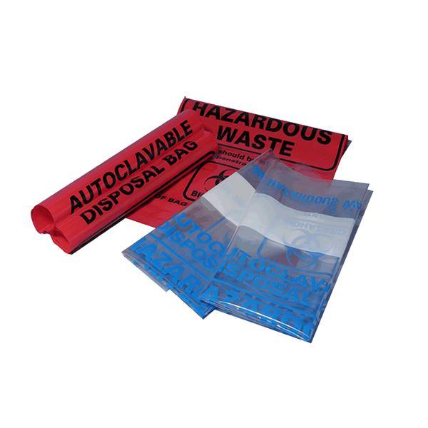 Autoclave bags, 24 x 32 (61 x 81.3 cm), clear, biohazard, printed, marking area, 200/cs | A9002C