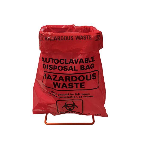 Benchtop Disposal Set, includes metal stand, 5 x 3 x 9 (LxWxH) and 400 red 8.5 x 11 | A9004-SK