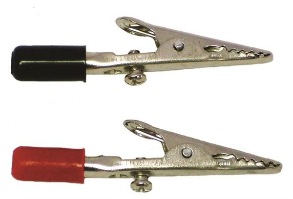 Alligator Clips, Ins, Pk/10 (5 R, 5 Blk) - ACLPBR-PK/10