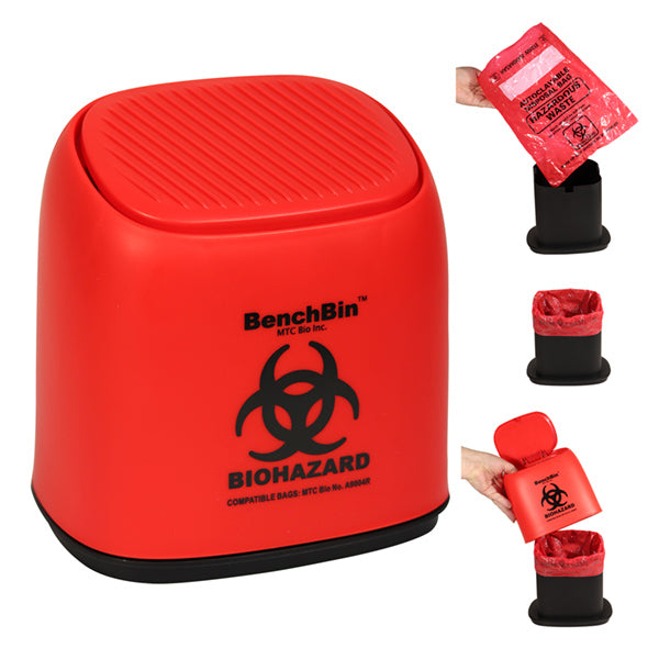 BenchBin Benchtop Biohazard Bin, 1.5L, 7 x 5 x 7 in, 1/ea | A8401B