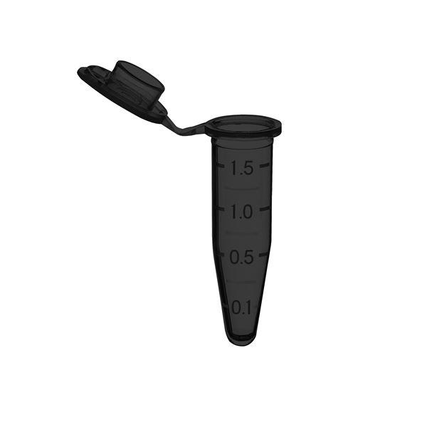 Microtube w/cap, 1.5 mL, opaque black, sterile, w/self-standing bag & Stop-Pops, 500/pk | C2000-OB