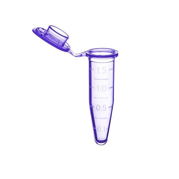 Microtube w/cap, 1.5 mL, purple, sterile, w/self-standing bag & Stop-Pops, 500/pk | C2000-P