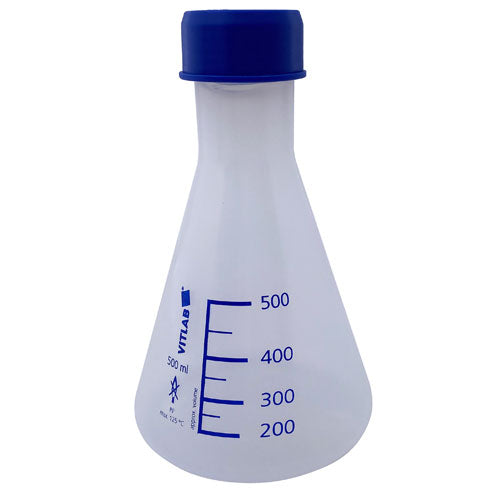 Flask Erlenmeyer with Blue Cap, PP 500 mL, Polypropylene, 6/CS | 341495