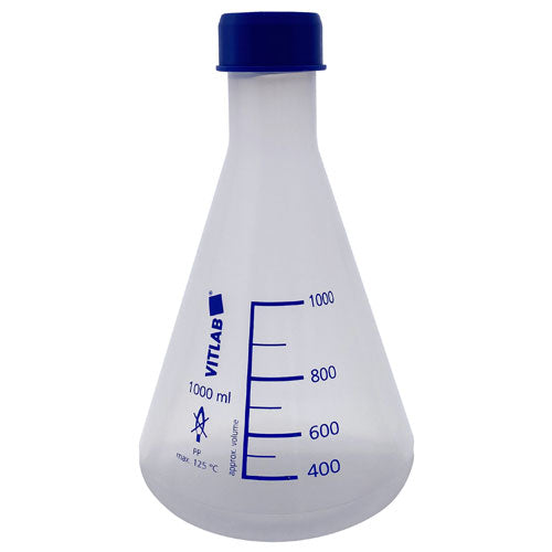 Flask Erlenmeyer with Blue Cap, PP 1000 mL, Polypropylene, 4/CS | 341505
