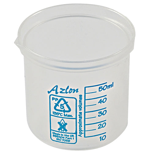 Beaker Square Graduated, PP 50 mL, Polypropylene, 10/CS | 522085-0050
