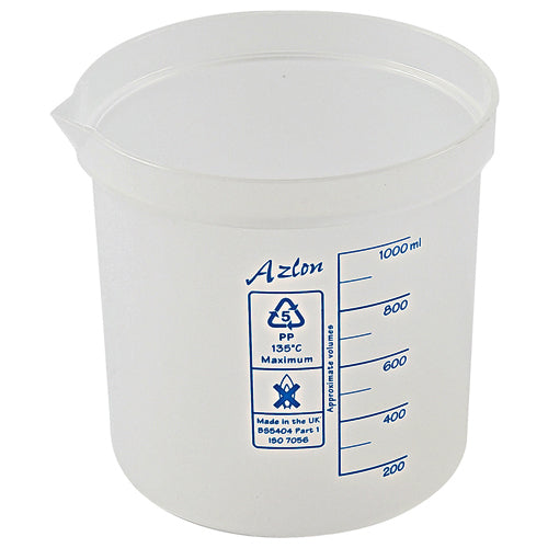 Beaker Square Graduated, PP 1000 mL, Polypropylene, 5/CS | 522085-1000