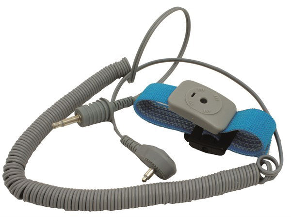 Dual Conductor Adjustable Fabric Wrist Strap With 10' Coil Cord, Turquoise - EWR-2025