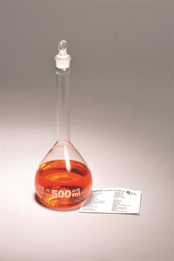 Precision Analytical Dilution Volumetric Flask, Class A, Glass Stopper | FG5640-20