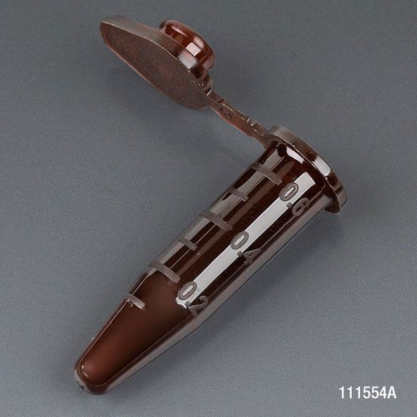 Microcentrifuge Tube, 0.5mL, Attached Snap Cap, Amber, 500/Stand -111554A
