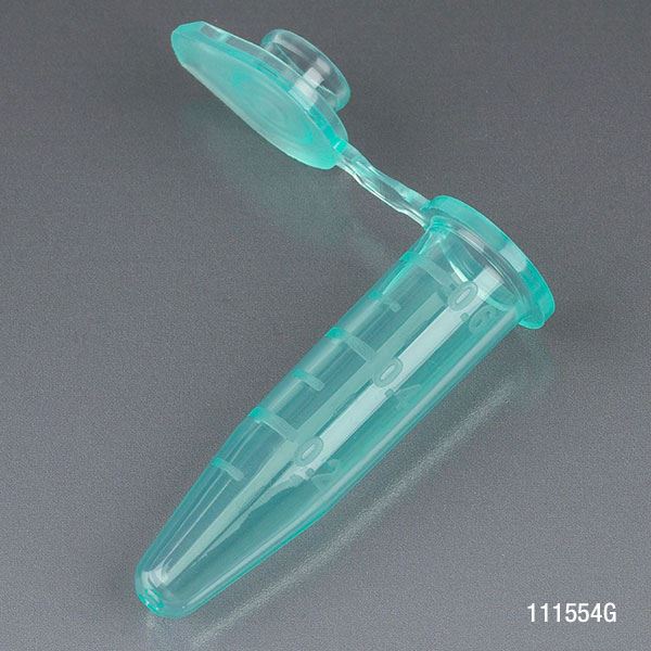 Microcentrifuge Tube, 0.5mL, Attached Snap Cap, Green, 500/Stand -111554G