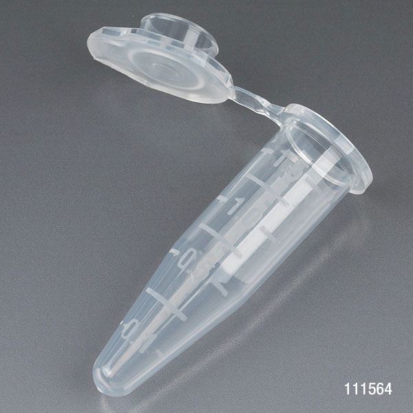 Microcentrifuge Tube, 1.5mL, Attached Snap Cap, Natural, 500/Stand -111564