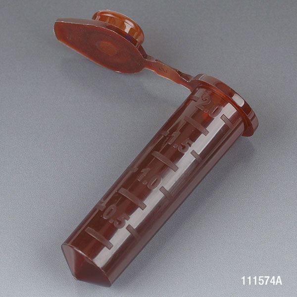 Microcentrifuge Tube, 2.0mL, Attached Snap Cap, Amber, 500/Stand -111574A