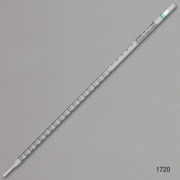Serological Pipette, 2mL, PS, Standard Tip, 275mm, STERILE, Green Band, Wrapped, 500/Dispenser Box-1720