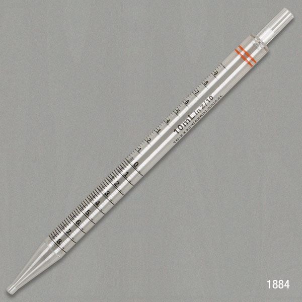 Serological Pipette, 10mL, PS, Short Style, 230mm, STERILE, Orange, Wrapped-1884