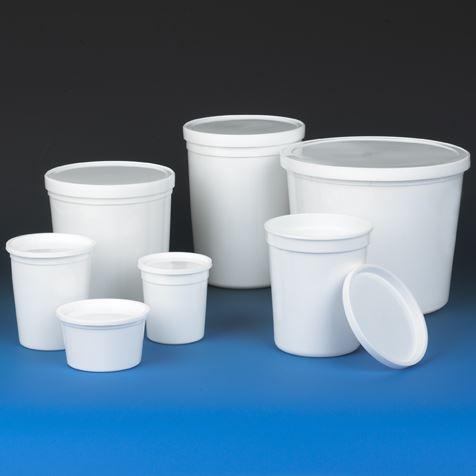 Container, Multi-Purpose, PE, Economy Style, 8oz (240mL), Short Style, Separate Snap Lid, White-271008W
