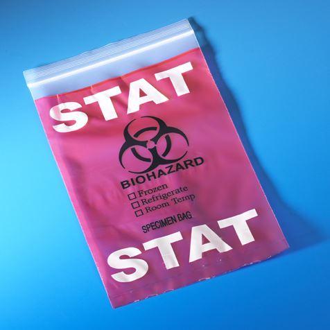 Bag, STAT Red Specimen Transport, 6" x 9", 100/Pack, 10 Packs/Case-4950A