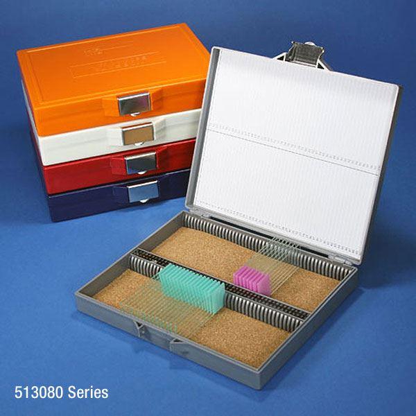 Slide Box for 100 Slides, Cork Lined, Stainless Steel Lock, Dark Gray-513080G