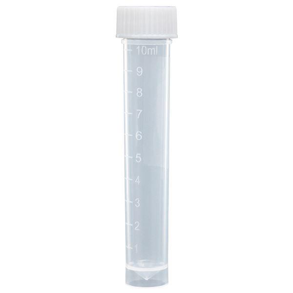 Transport Tube, 10mL, with Separate White Screw Cap, Conical Bottom, Self-Standing-6102