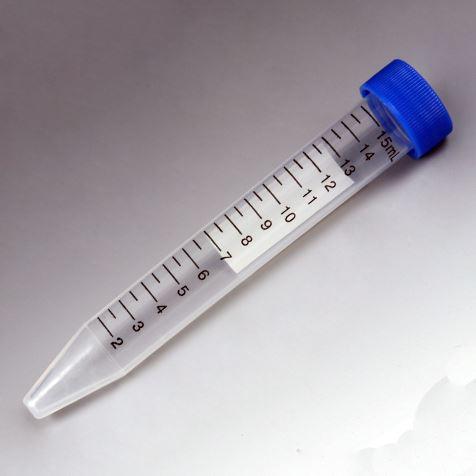 Centrifuge Tube, 15mL, Attached Blue Flat Top Screw Cap, STERILE, 25/Bag, 20 Bags/Unit-6285
