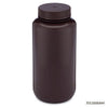 Bottle, Wide Mouth, HDPE Bottle, Attached PP Screw Cap, Amber, 1000mL, 6/Pack-7011000AM
