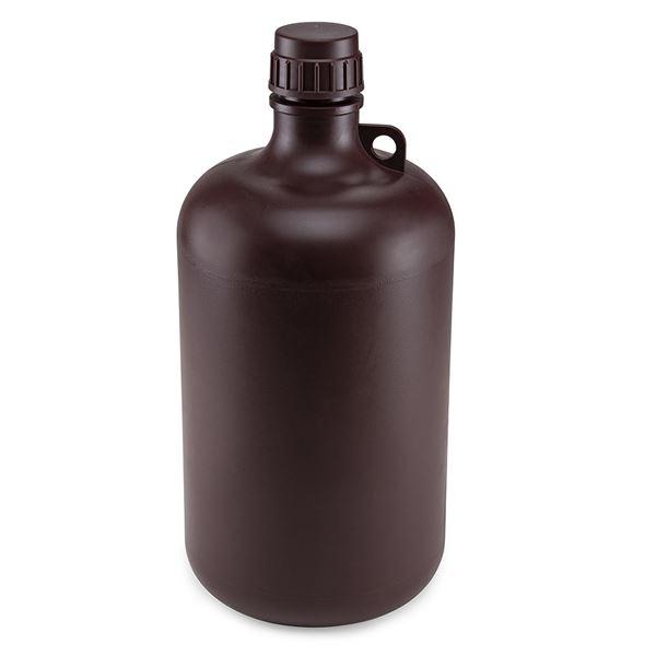 Bottle, Narrow Mouth, Amber PP Bottle, Attached PP Screw Cap, 8 Litres (2 Gallons)-7058000AM
