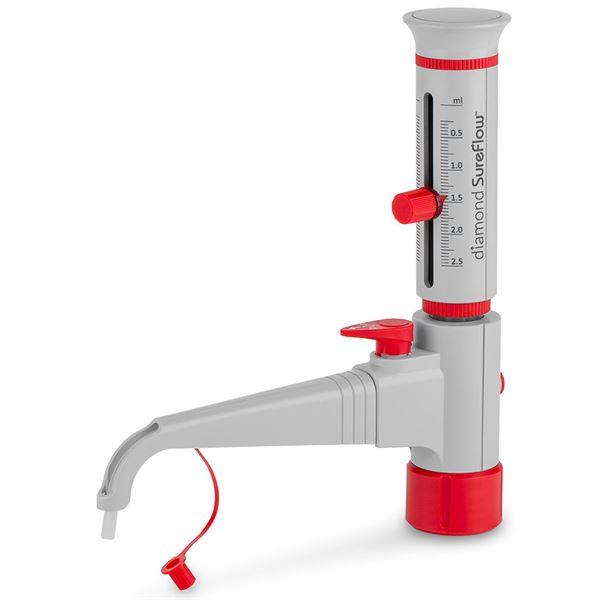 Bottle Top Dispenser, with Recirculation, 0.25mL to 2.5mL, 0.05mL increments-GBTD-R-2.5