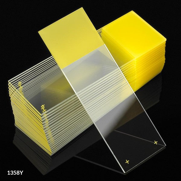 Charged slide, yellow frost, ground edge, 90° corner, 72/Box - 1358Y-72