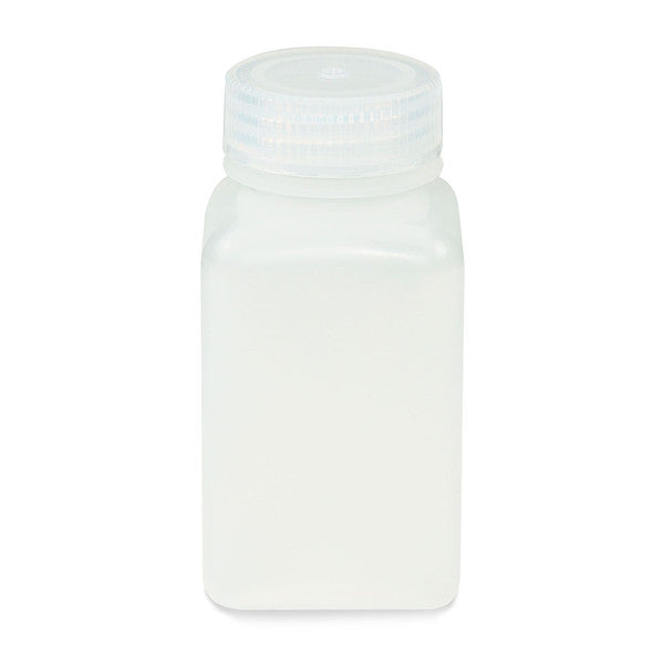 Bottle, Wide Mouth, Square, PP, Attached PP Screw Cap, 175mL, 100/Cs - 7160175