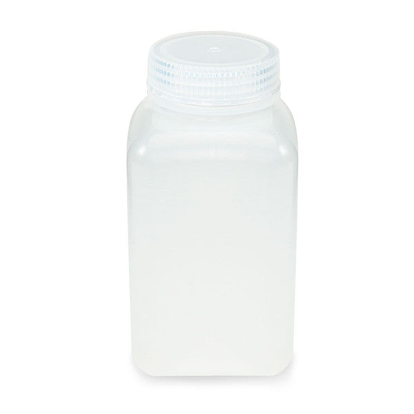 Bottle, Wide Mouth, Square, PP, Attached PP Screw Cap, 500mL, 100/Cs - 7160500