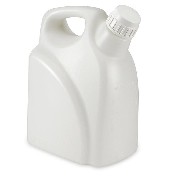 Jerrican, Rect w Handle, HDPE, 5 Liter, White PP Screwcap, Molded Graduations, 100/Cs - 7190005