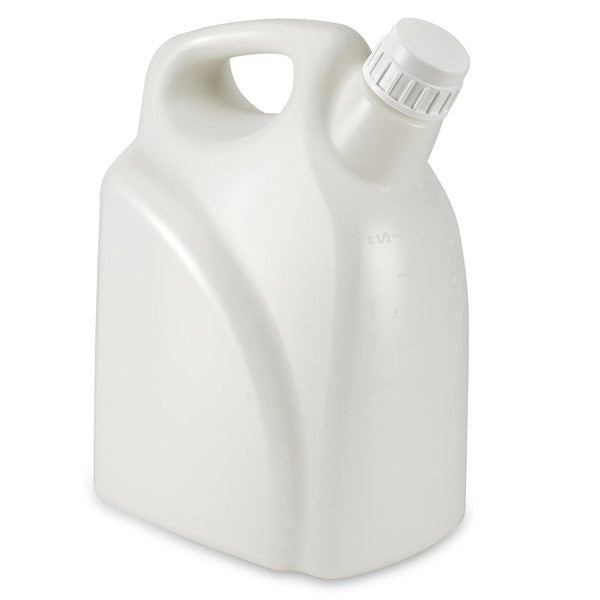 Jerrican, Rect w Handle, HDPE, 10 Liter, White PP Screwcap, Molded Graduations, 100/Cs - 7190010