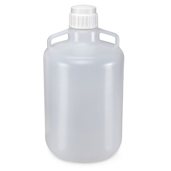 Carboy, Round with Handles, HDPE, 20 L, White PP Screwcap,Molded Graduations - 7340020