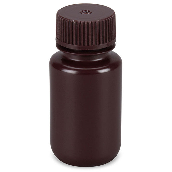 Bottle, Amber Wide Mouth,Round,HDPE,60mL, Bulk Packed, Bottles and Caps Separate, 1000/Cs - 7510060AMBKS