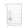Beaker, Globe Glass, 250mL, Low Form, Heavy Duty, Dual Graduations, ASTM E960, 12/Box - 8020250