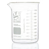 Beaker, Globe Glass, 1000mL, Low Form, Heavy Duty, Dual Graduations, ASTM E960, 6/Box - 8021000