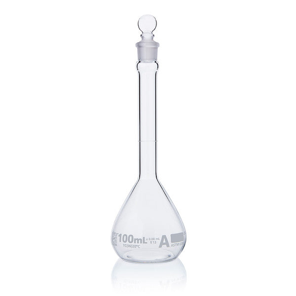 Flask, Volumetric , Globe Glass, 100mL, Class A, To Contain (TC), ASTM E288, 6/Box - 8200100
