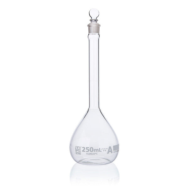 Flask, Volumetric , Globe Glass, 250mL, Class A, To Contain (TC), ASTM E288, 6/Box - 8200250