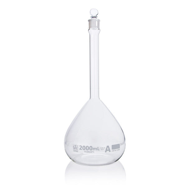 Flask, Volumetric , Globe Glass, 2000mL, Class A, To Contain (TC), ASTM E288 - 8202000