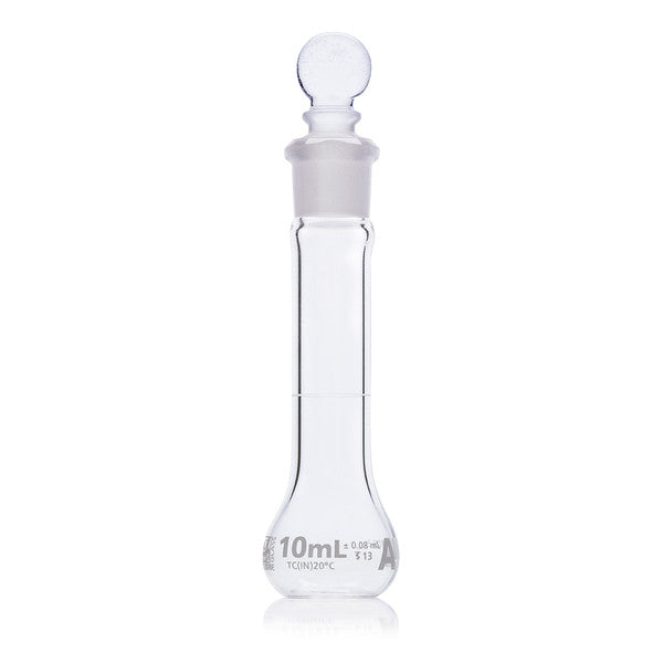 Flask, Volumetric, Globe Glass, 10mL, Wide Mouth, Class A, TC, ASTM E288, 6/Box - 8230010