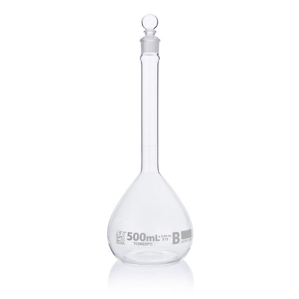 Flask, Volumetric , Globe Glass, 500mL, Class B, To Contain (TC), ASTME288, 6/Box - 8250500