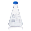 Flask, Erlenmeyer, Globe Glass, 2000mL, Screw Cap, Dual Graduations, ASTM E1404 - 8422000