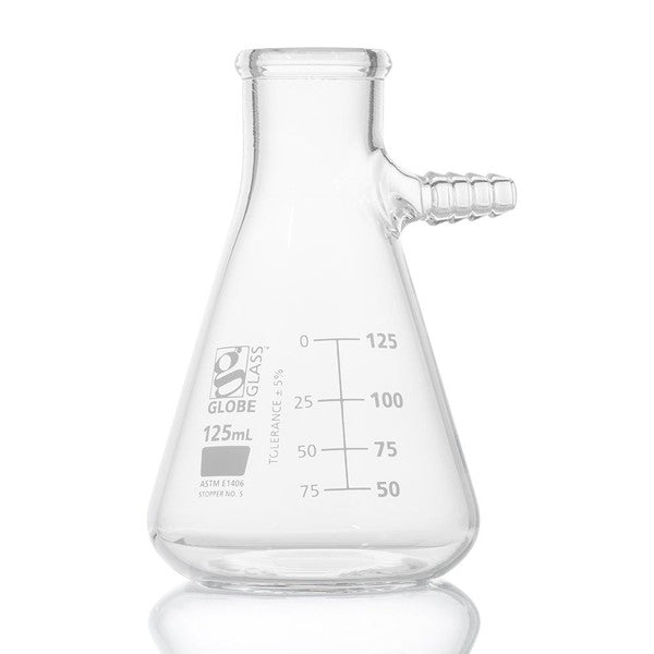 Flask, Filter, Globe Glass, 125mL, Dual , Graduations, ASTM E1406, 6/Box - 8450125