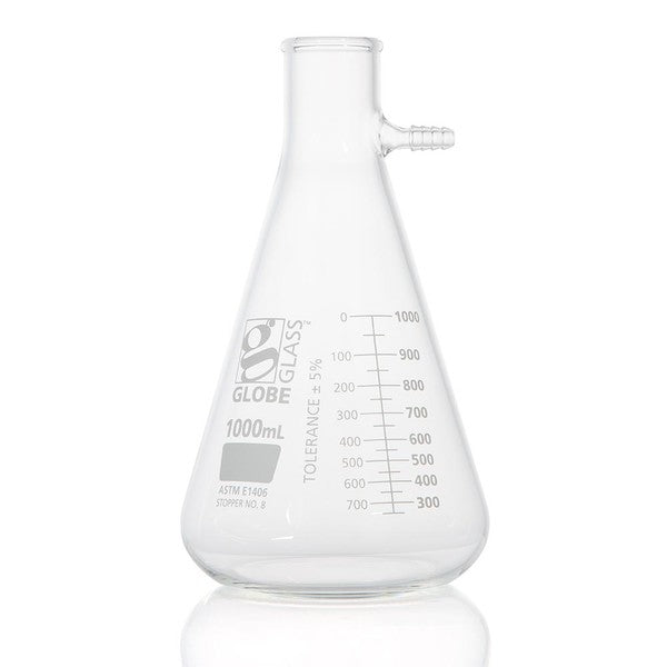 Flask, Filter, Globe Glass, 1000mL, Dual, Graduations, ASTM E1406, 6/Box - 8451000