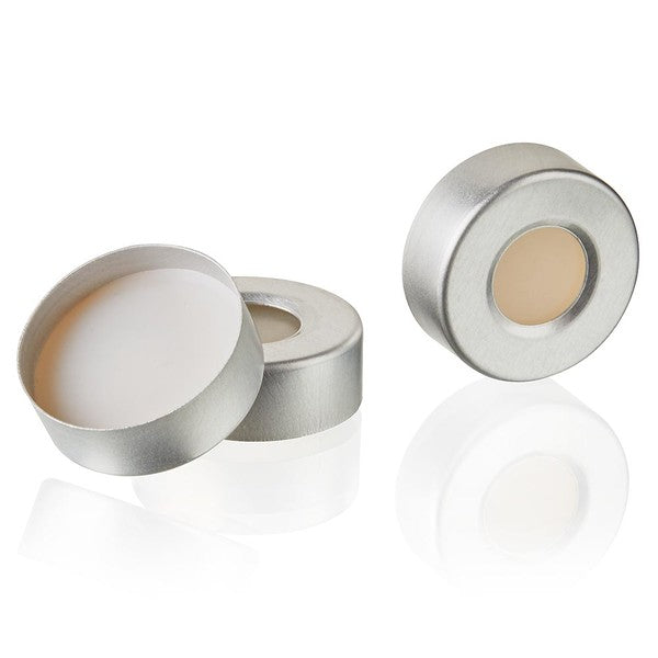 Aluminum Crimp Seal for 6mL-27mL Vial, 20mm,PTFE/Clear Silicone Septum, 100/Box - 9040000CAP-AS-N