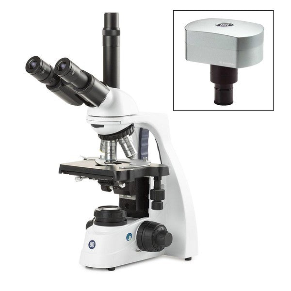 bScope tri microscope, HWF 10x/20mm, quin. nosepiece E-Plan, w/ camera - EBS-1153-EPLI-DC18