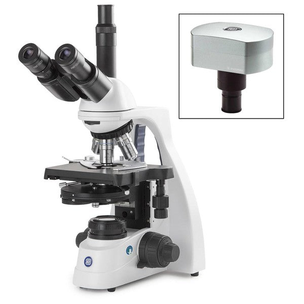 bScope tri microscope, HWF 10x/20mm, eyepiece, quin. Nosepiece, w/camera - EBS-1153-PLPHI-DC18