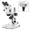 Trinocular stereo zoom microscope Stereo, Blue, 0.7x to 4.5x zoom obj., w/camera - ESB-1903-P-DC18