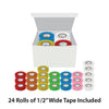 Labeling Tape, 1/2" x 500", Asstd Colors, (5 wh,4 yl,3 bl,3 grn,3 orng,3 pk,3 red), 24/Cs - LT-05X500RW