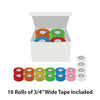 Labeling Tape, 3/4" x 500" per Roll, (4 wh,2 bl,2 grn,2 orng,2 pk,2 red,2 yl), 16/Cs - LT-075X500RW
